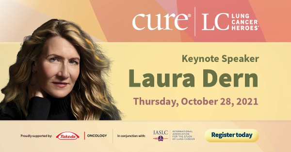 A oradora principal do Lung Cancer Heros, Laura Dern, quinta-feira, 28 de outubro de 2021