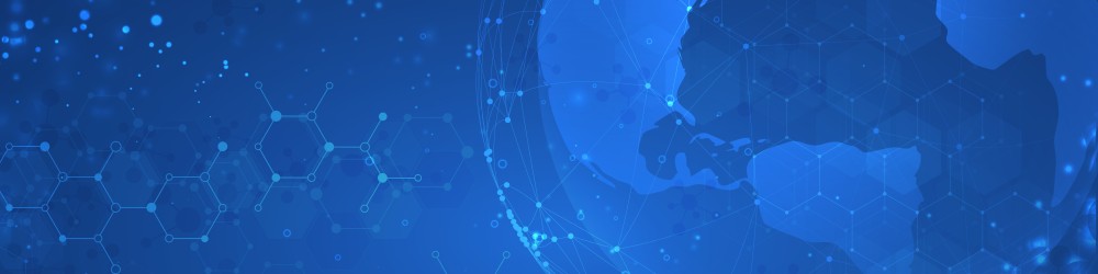 Blue Image of the globe with hexagons around it