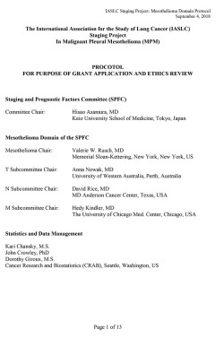 IASLC Staging Project: Mesothelioma Domain Protocol