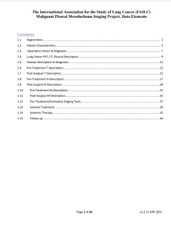 IASLC Malignant Pleural Mesothelioma Staging Project, Data Elements 